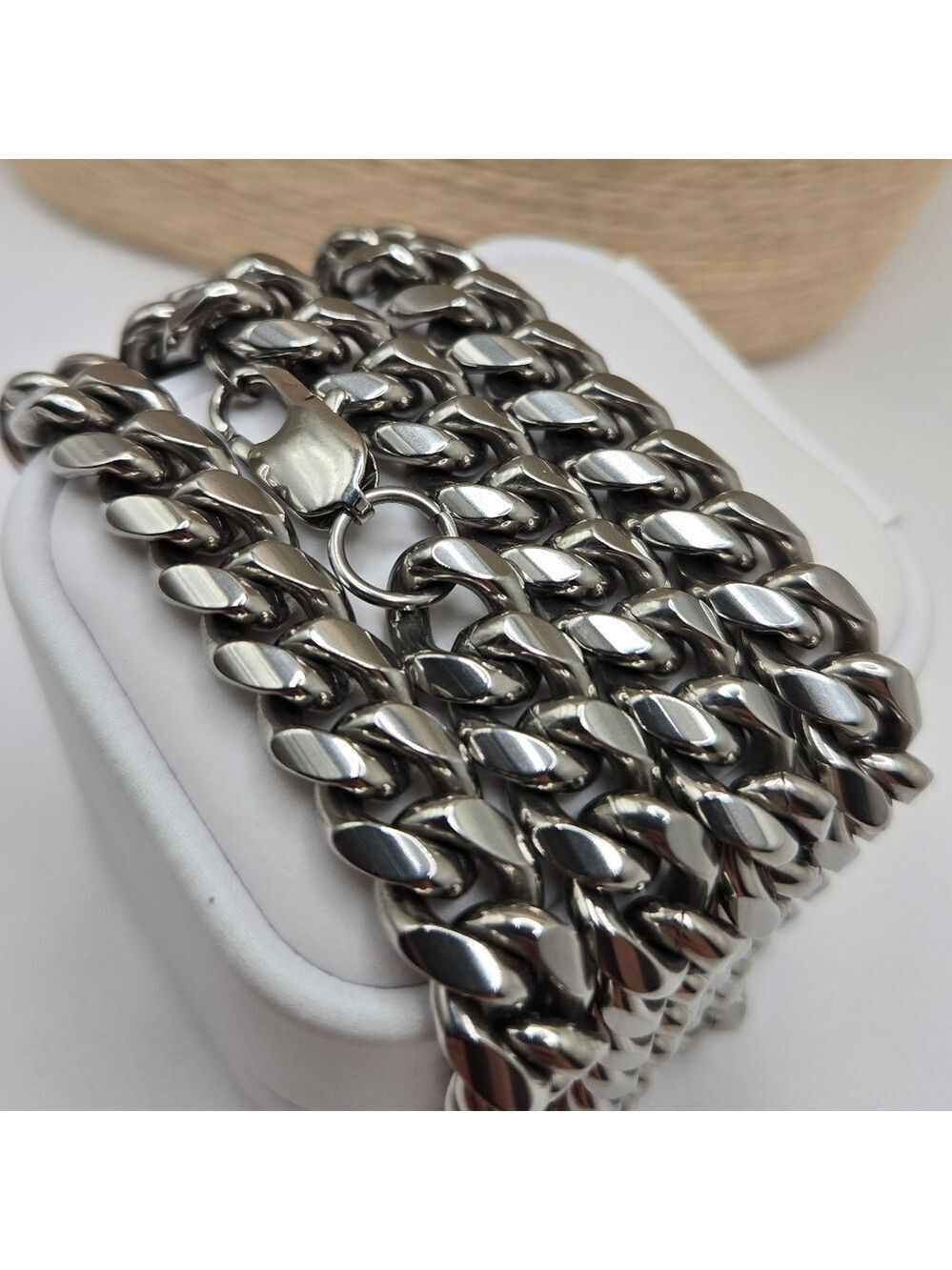 Stainless Steel Cuban Link Necklace 23''